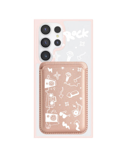 Android Magnetic Wallet Case - Rock N Roll White