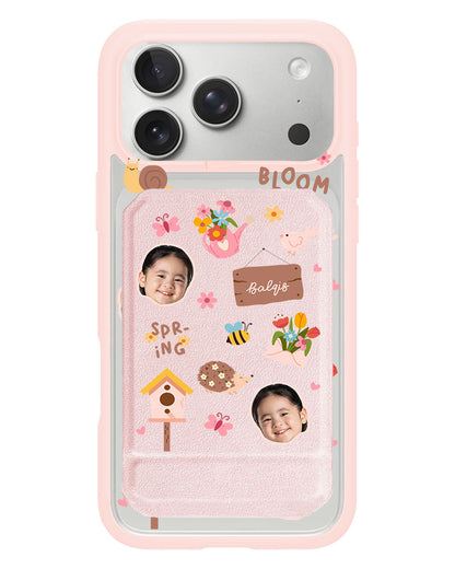 iPhone Magnetic Multifold Wallet - Face Grid Spring Bloom