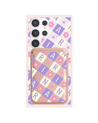 Android Magnetic Wallet Case - Flower Grid Monogram 3.0