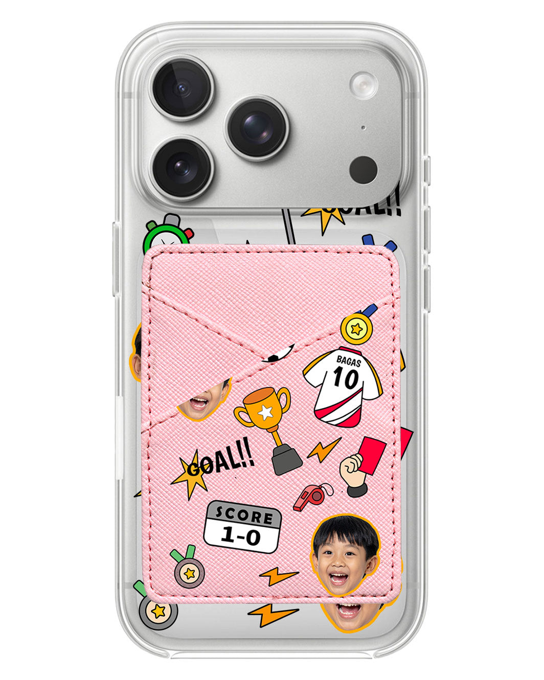 iPhone Phone Wallet Case - Face Grid Soccer