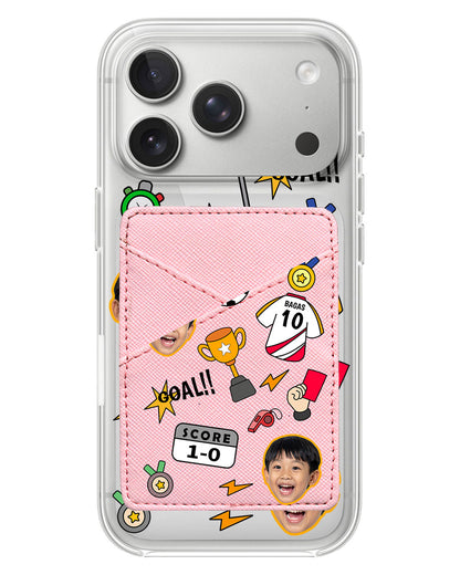iPhone Phone Wallet Case - Face Grid Soccer