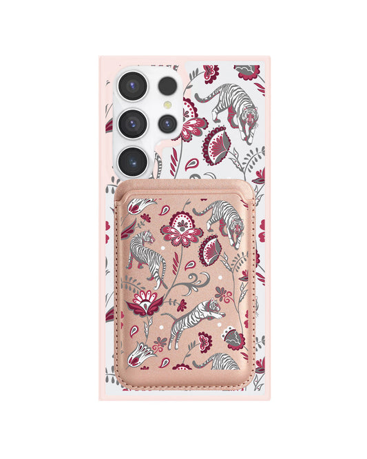 Android Magnetic Wallet Case - Tiger & Floral 6.0