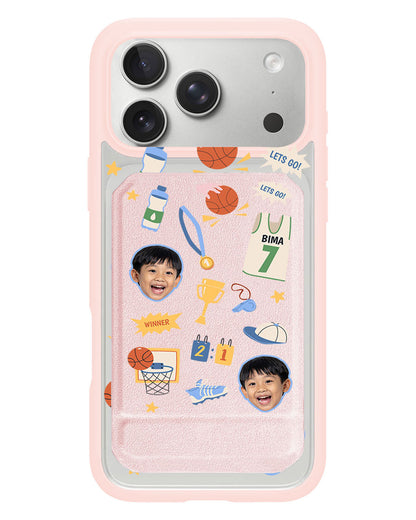 iPhone Magnetic Multifold Wallet - Face Grid Basketball