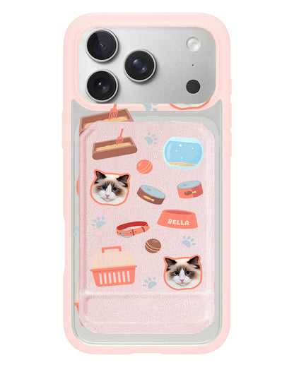 iPhone Magnetic Multifold Wallet - Pet Grid Kitty Cozy Corner