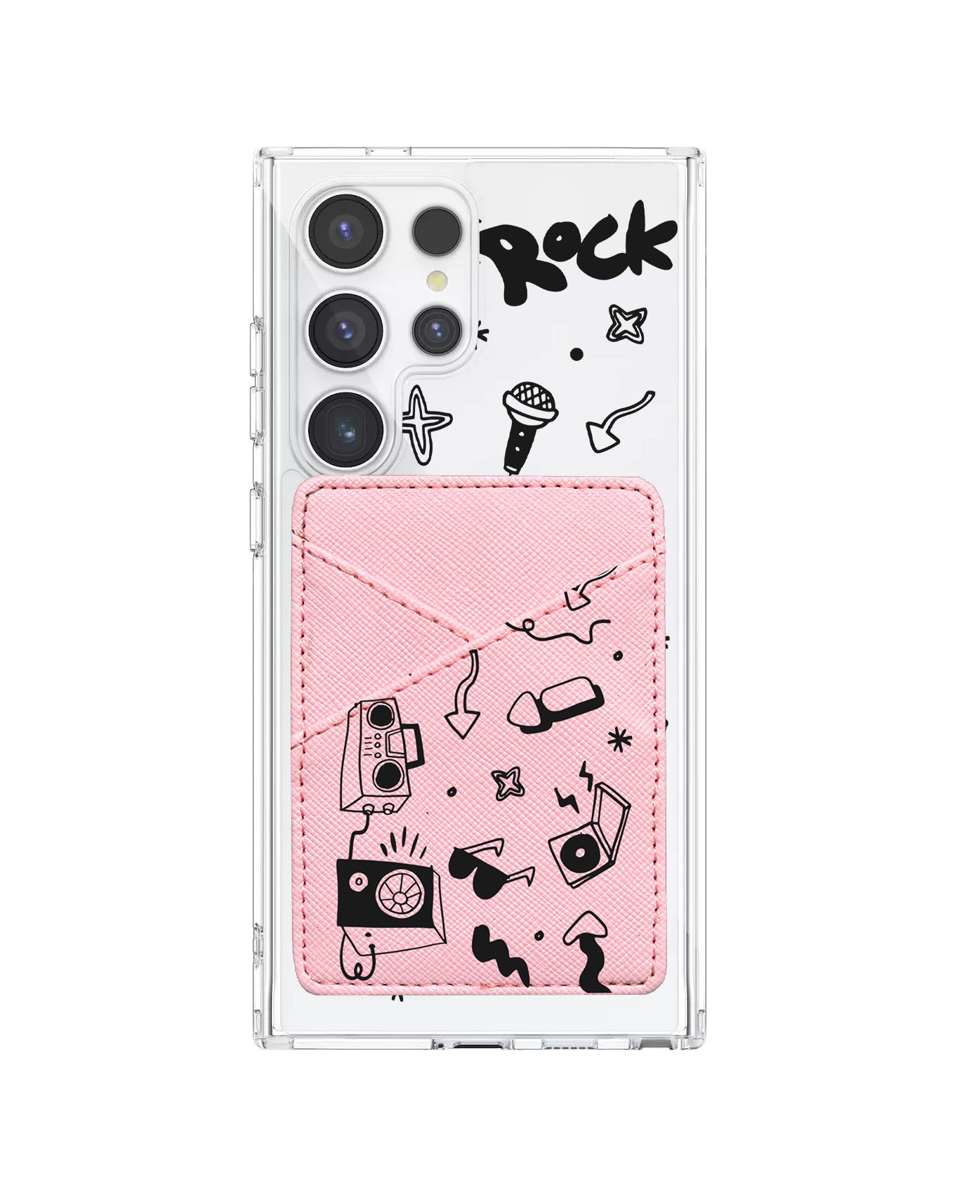 Android Phone Wallet Case - Rock N Roll Black