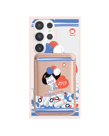 Android Magnetic Wallet Case - White Kitty