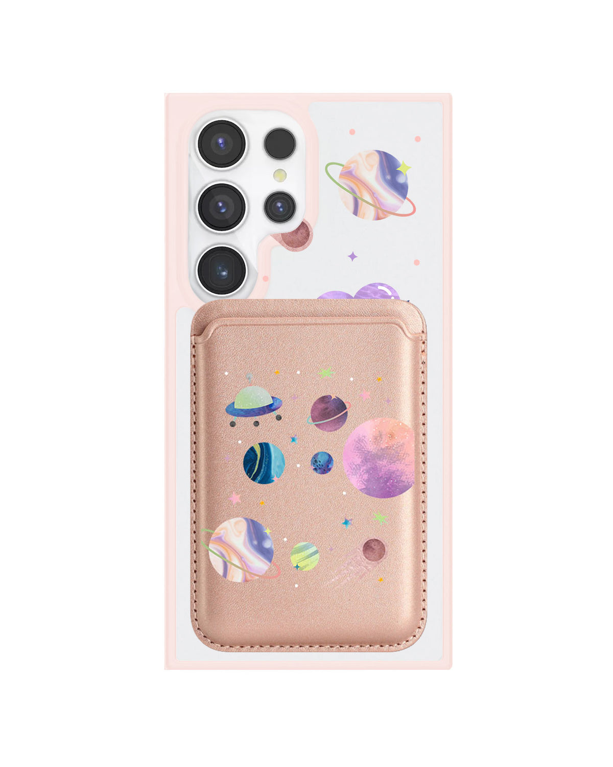 Android Magnetic Wallet Case - Pink Planet