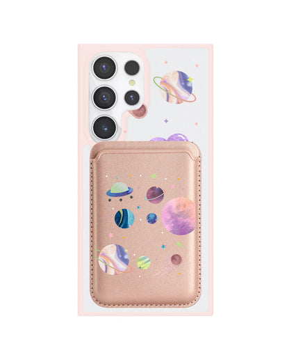 Android Magnetic Wallet Case - Pink Planet