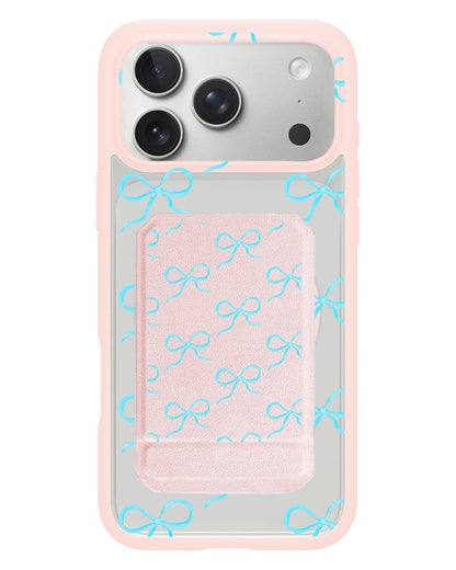iPhone Magnetic Multifold Wallet - Coquette Blue Bow