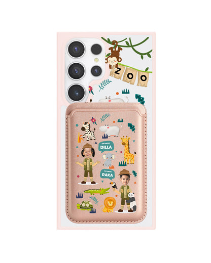 Android Magnetic Wallet Case - Face Grid Dream Zoo Keeper