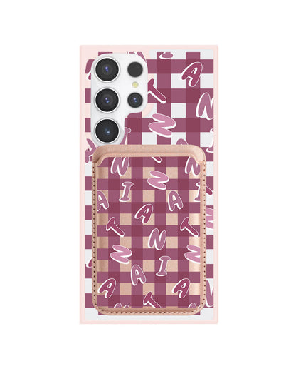 Android Magnetic Wallet Case - Checkered Monogram 2.0