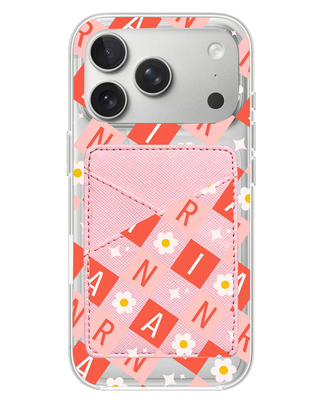 iPhone Phone Wallet Case - Flower Grid Monogram 2.0