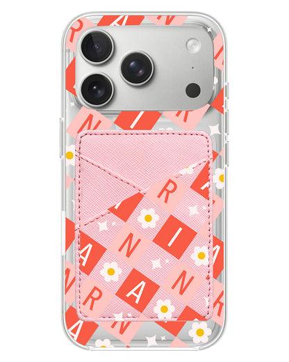 iPhone Phone Wallet Case - Flower Grid Monogram 2.0