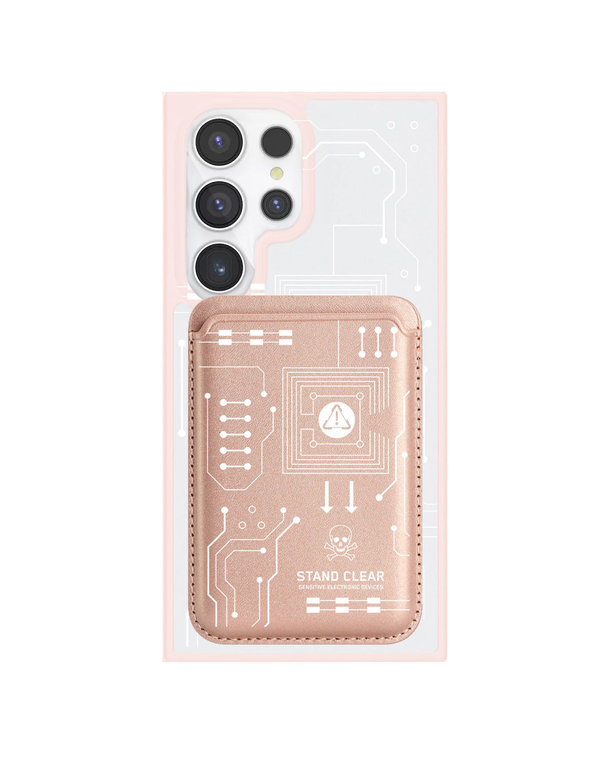 Android Magnetic Wallet Case - Circuit White
