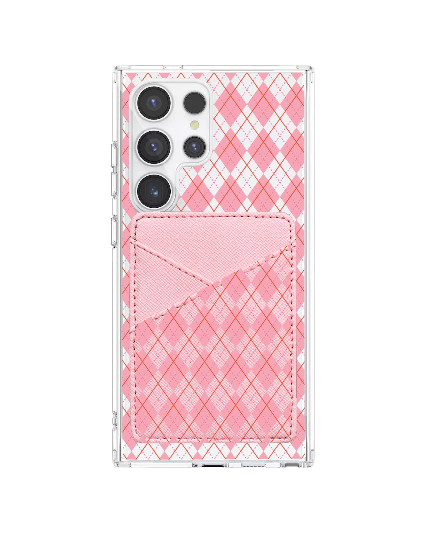 Android Phone Wallet Case - Pink Argyle