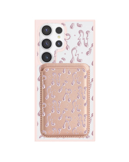 Android Magnetic Wallet Case - Pink Chrome Monogram 2.0