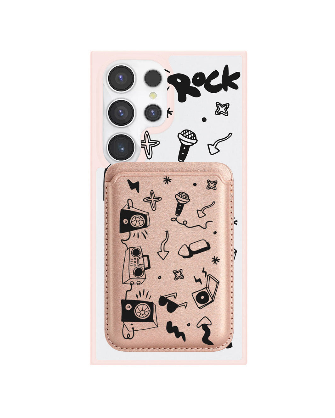 Android Magnetic Wallet Case - Rock N Roll Black