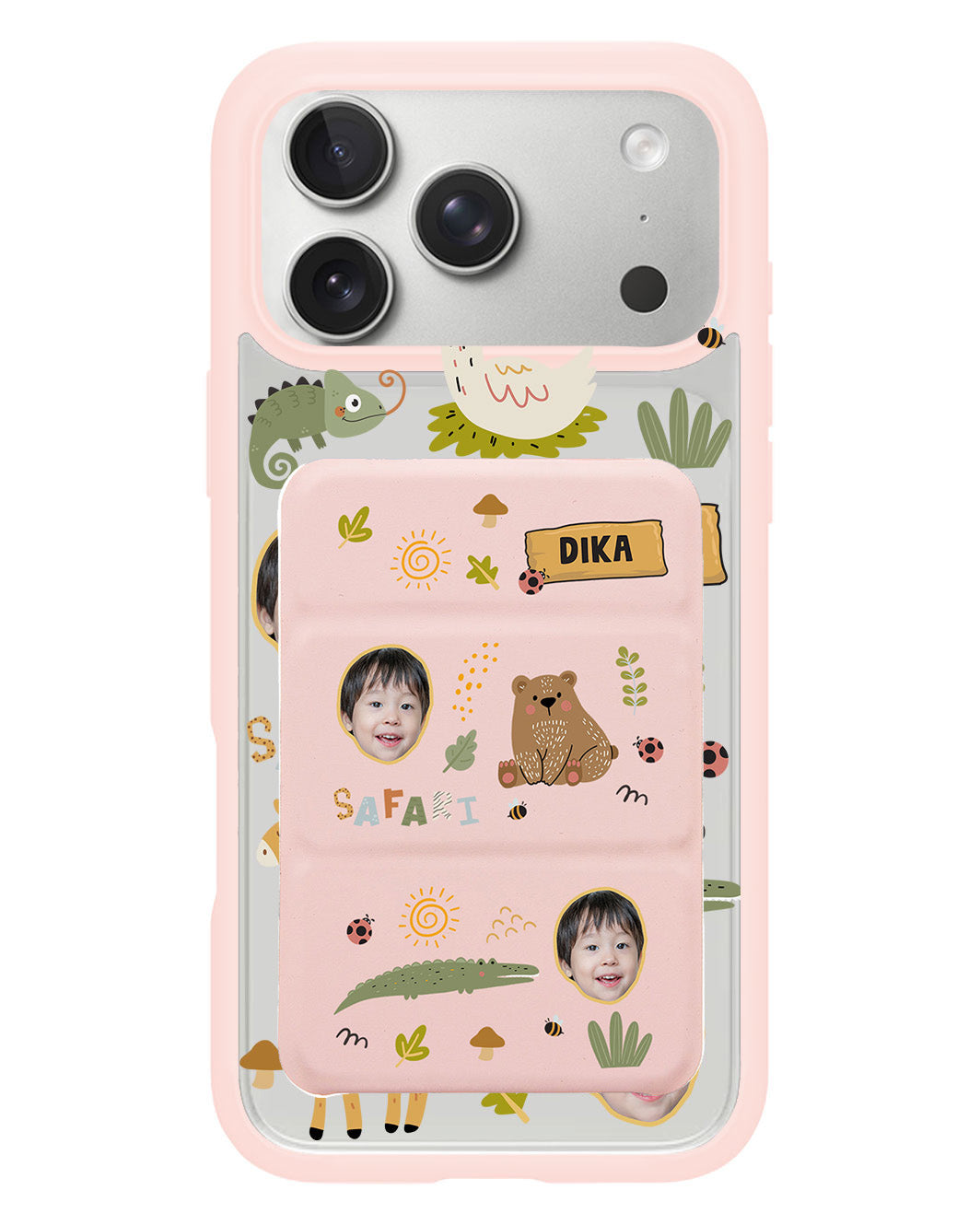 iPhone Magnetic Trifold Wallet Case - Face Grid Safari