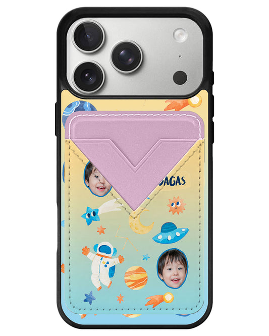iPhone Avant Wallet Case - Face Grid Astronauts