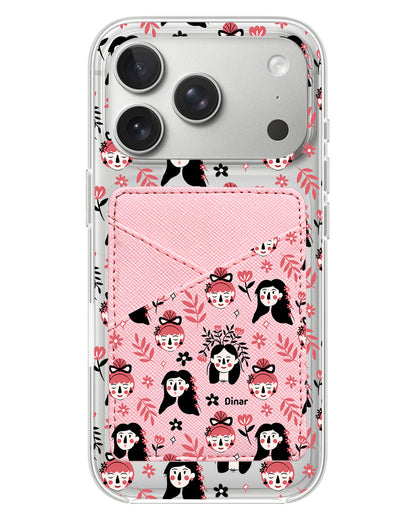 iPhone Phone Wallet Case - Flowery Faces