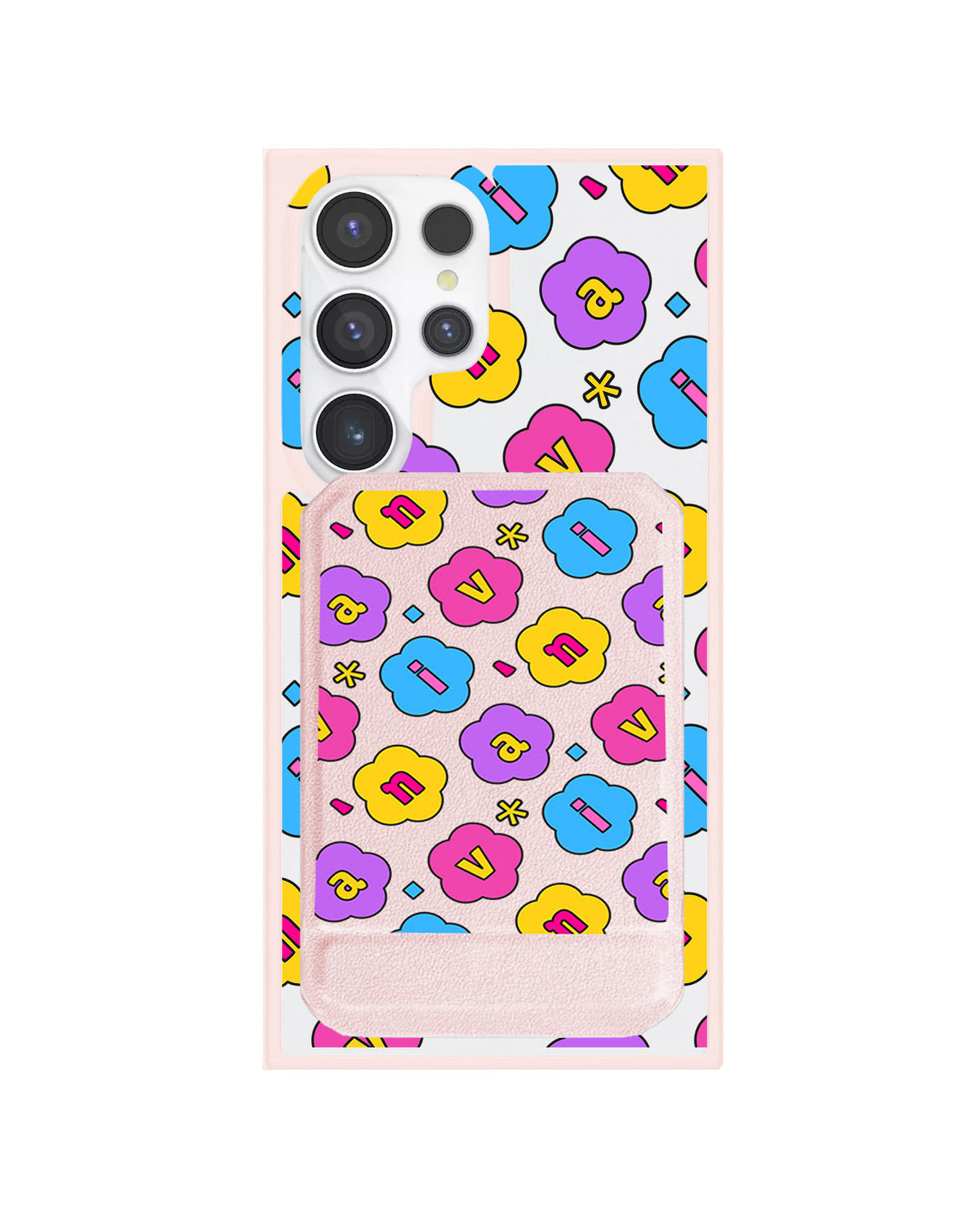 Android Magnetic Multifold Wallet - Flower Petals Monogram 4.0