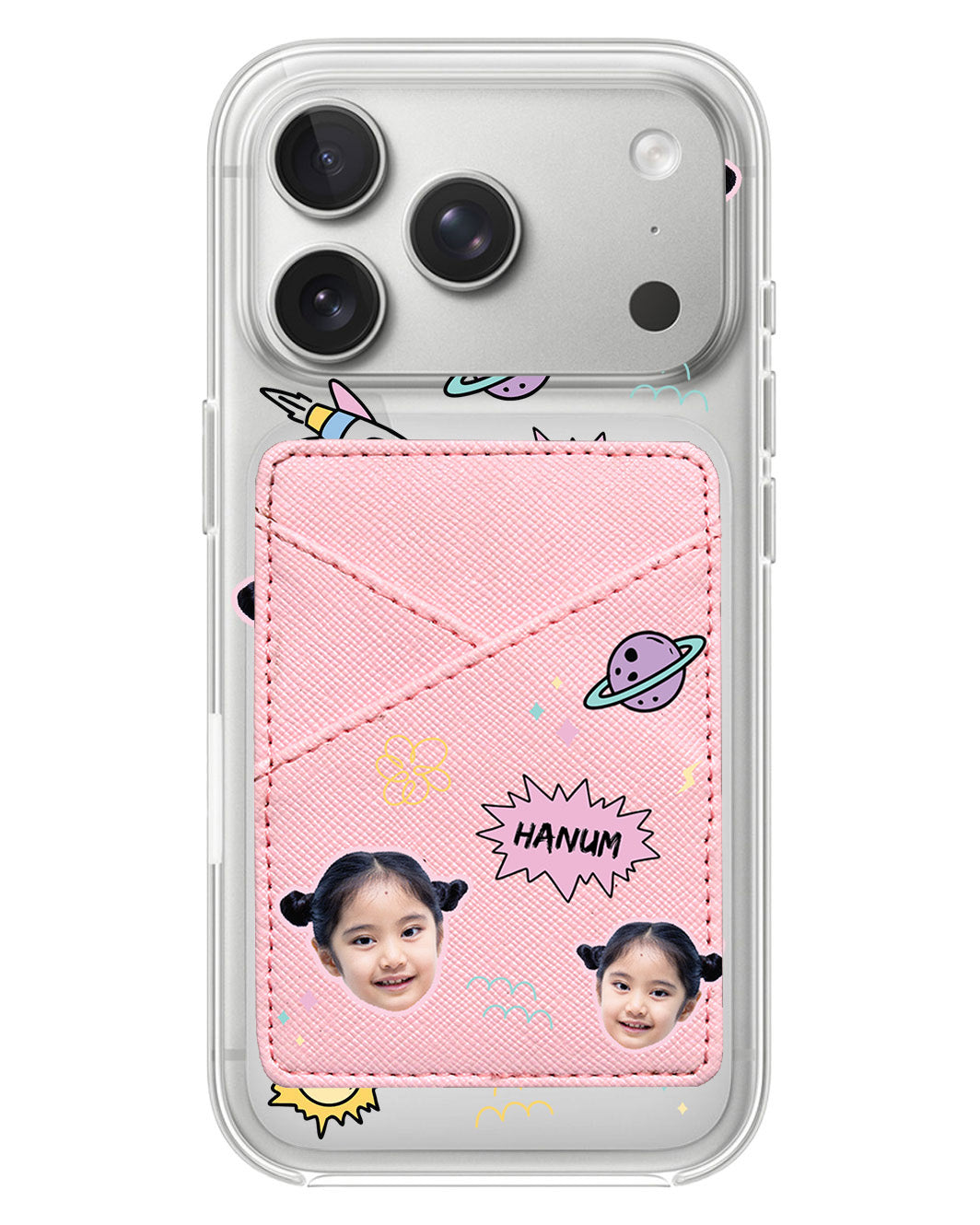 iPhone Phone Wallet Case - Face Grid Space