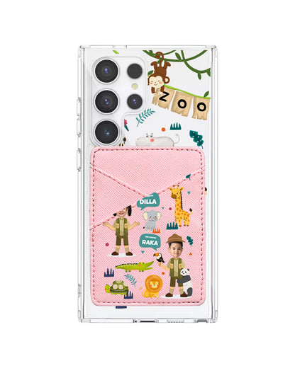 Android Phone Wallet Case - Face Grid Dream Zoo Keeper