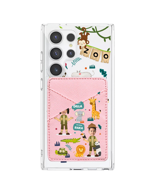 Android Phone Wallet Case - Face Grid Dream Zoo Keeper