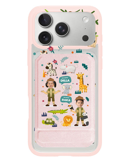 iPhone Magnetic Multifold Wallet - Face Grid Dream Zoo Keeper