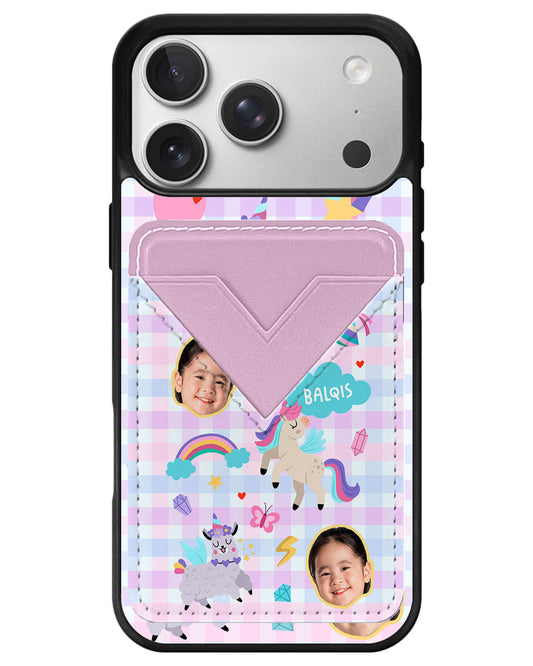iPhone Avant Wallet Case - Face Grid Unicorn