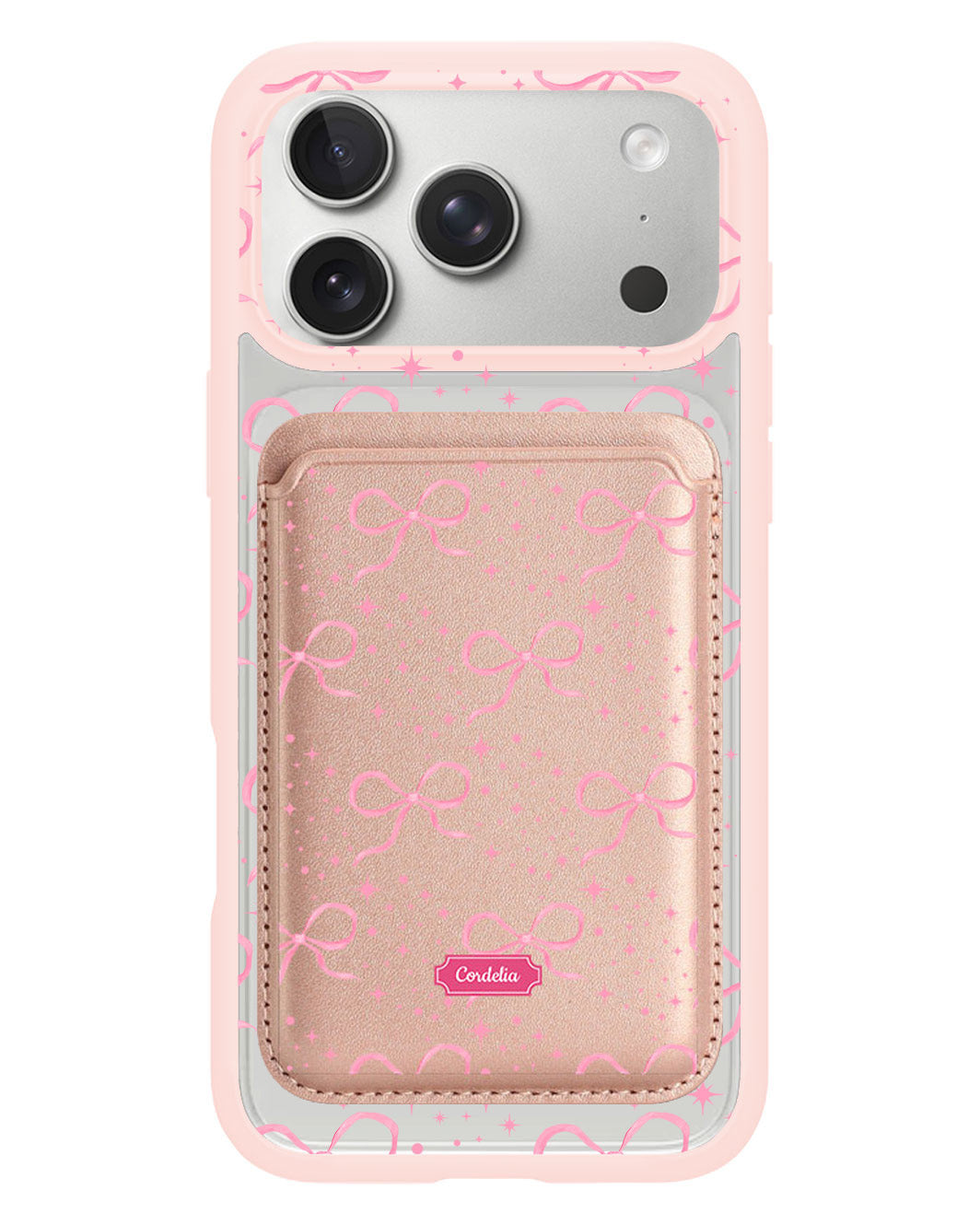 iPhone Magnetic Wallet Case - Coquette Glittery Bow
