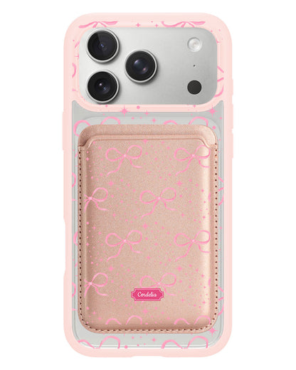 iPhone Magnetic Wallet Case - Coquette Glittery Bow