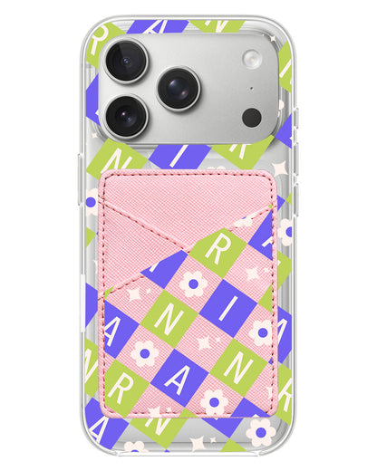 iPhone Phone Wallet Case - Flower Grid Monogram 5.0