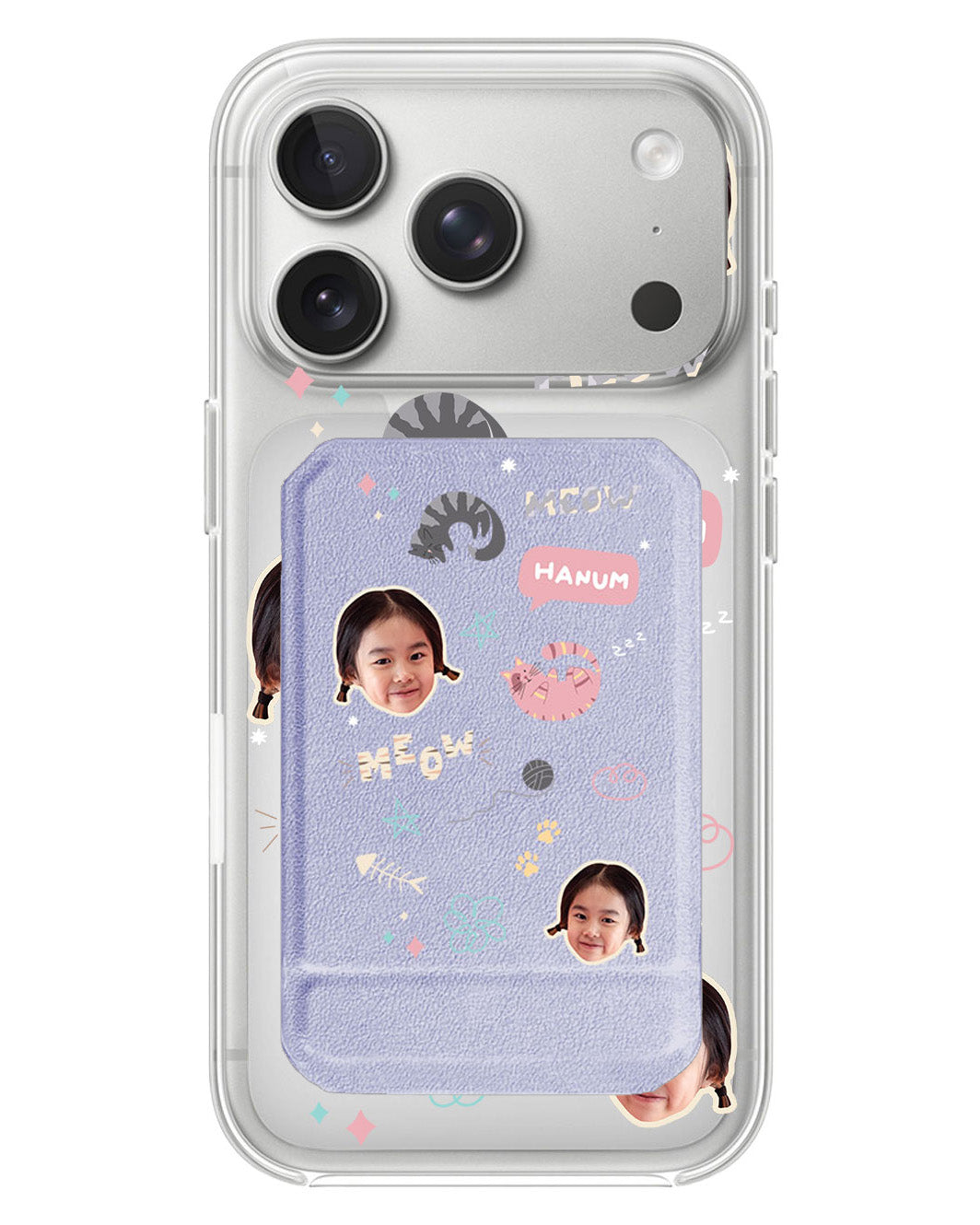 iPhone Magnetic Multifold Wallet - Face Grid Kitty