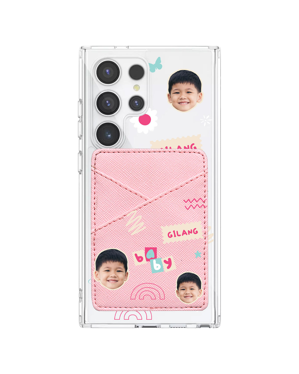 Android Phone Wallet Case - Face Grid Abstract