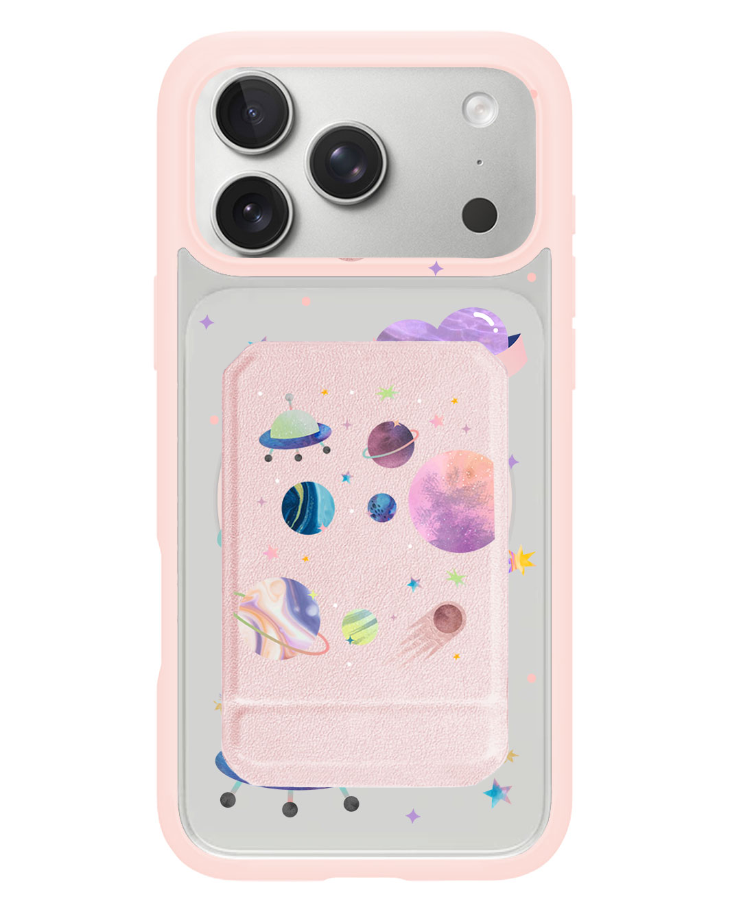 iPhone Magnetic Multifold Wallet - Pink Planet