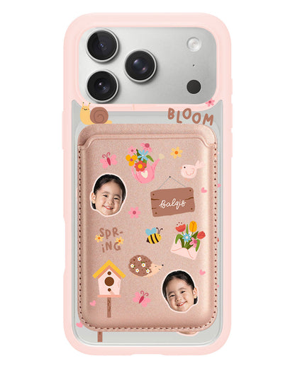 iPhone Magnetic Wallet Case - Face Grid Spring Bloom
