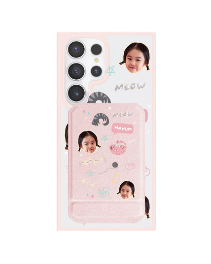 Android Magnetic Multifold Wallet - Face Grid Kitty