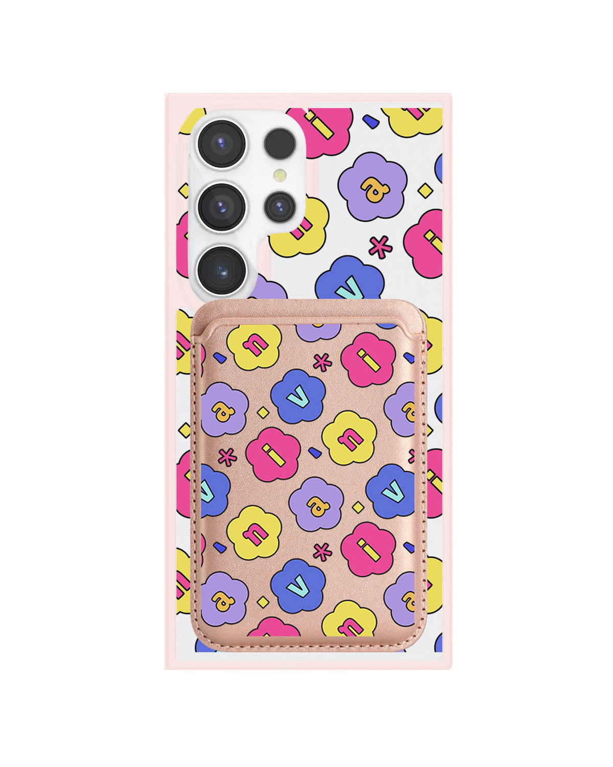 Android Magnetic Wallet Case - Flower Petals Monogram 2.0
