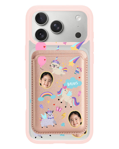 iPhone Magnetic Wallet Case - Face Grid Unicorn