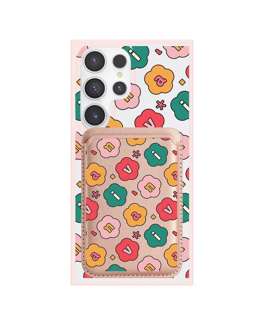 Android Magnetic Wallet Case - Flower Petals Monogram 3.0