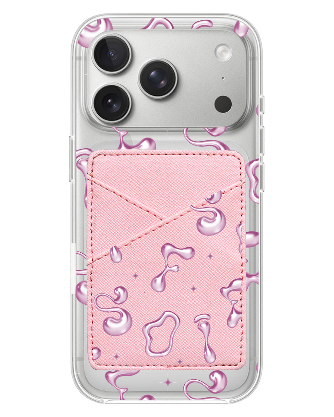 iPhone Phone Wallet Case - Pink Chrome Monogram
