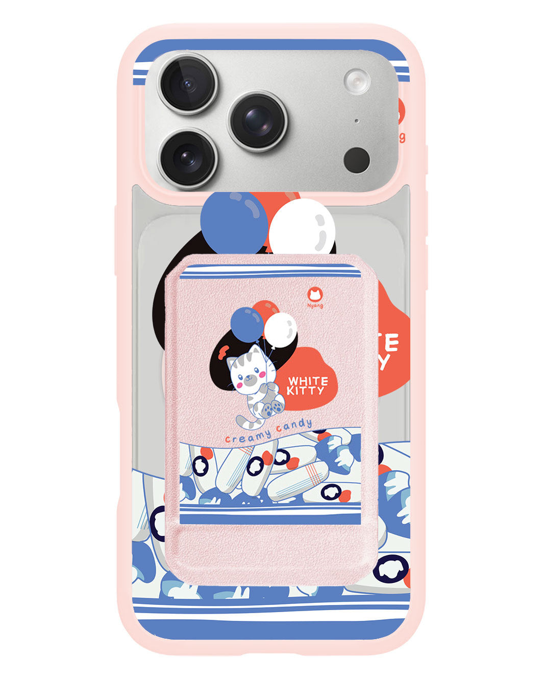 iPhone Magnetic Multifold Wallet - White Kitty
