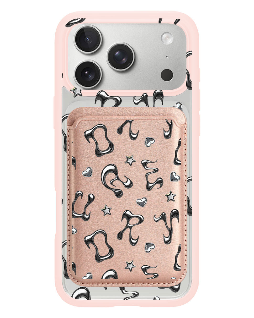 iPhone Magnetic Wallet Case - Chrome Monogram 2.0