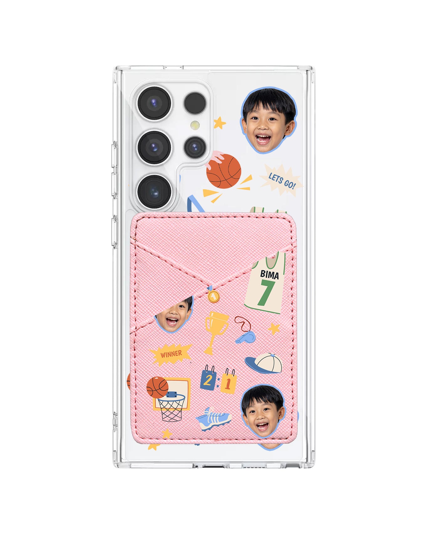 Android Phone Wallet Case - Face Grid Basketball