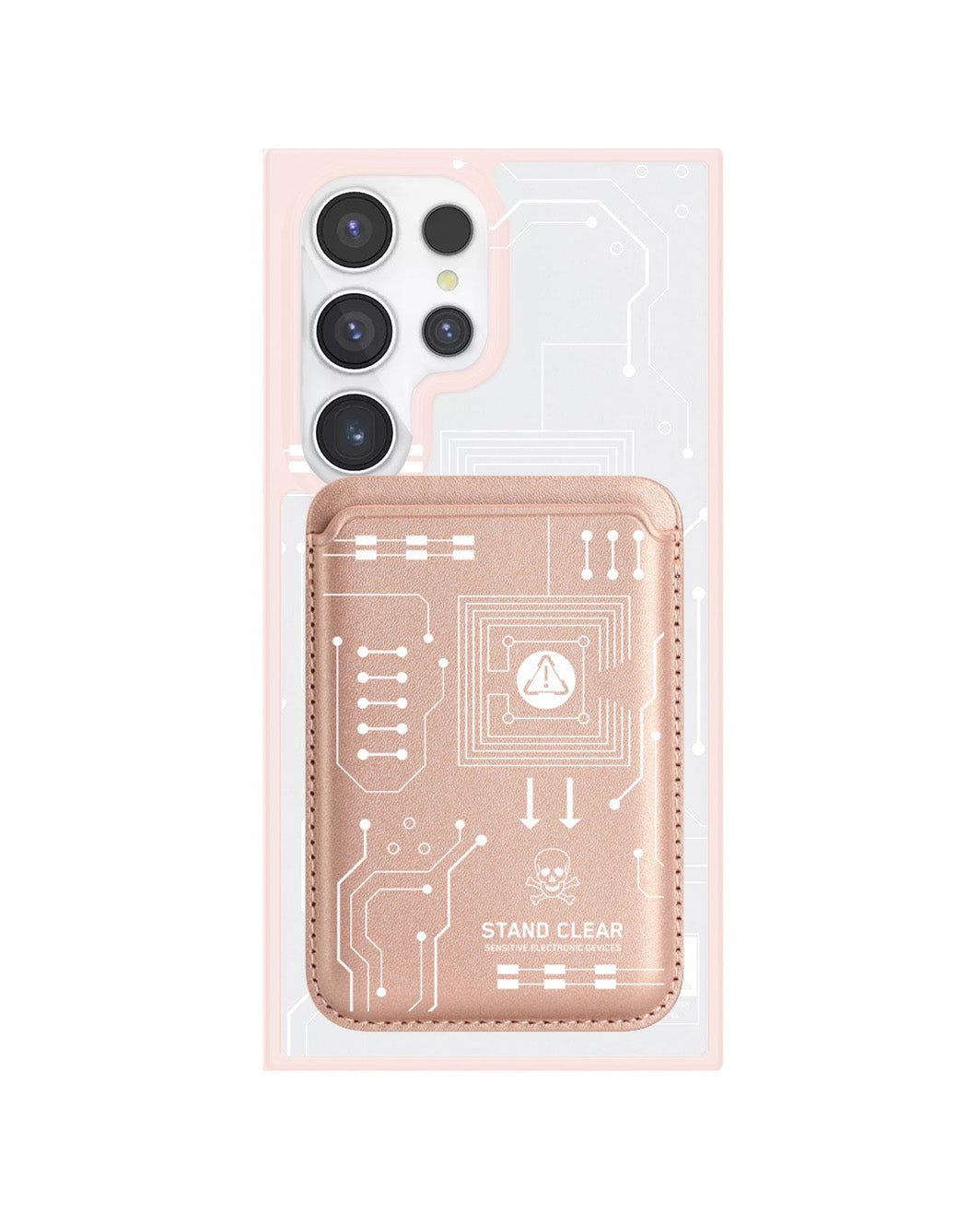 Android Magnetic Wallet Case - Circuit White