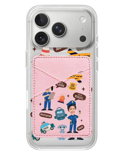 iPhone Phone Wallet Case - Face Grid Dream Police