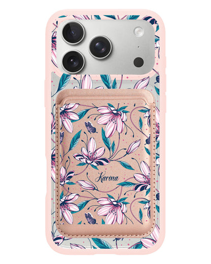 iPhone Magnetic Wallet Case - Pink Tulip