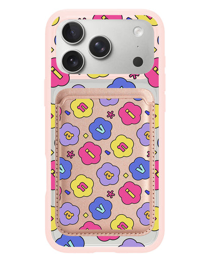 iPhone Magnetic Wallet Case - Flower Petals Monogram 2.0