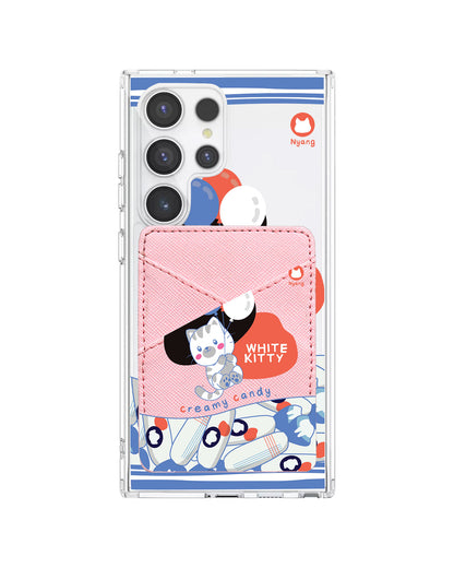 Android Phone Wallet Case - White Kitty